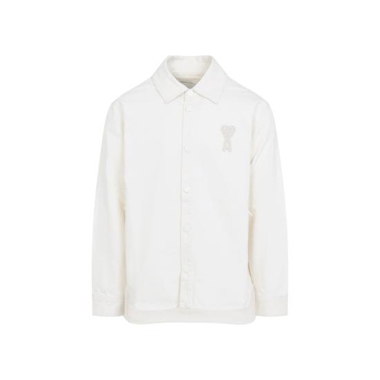 26SS 아미 톤온톤 로고 코튼 니트 오버셔츠 UJK897DE0126 136 BLANC CREME