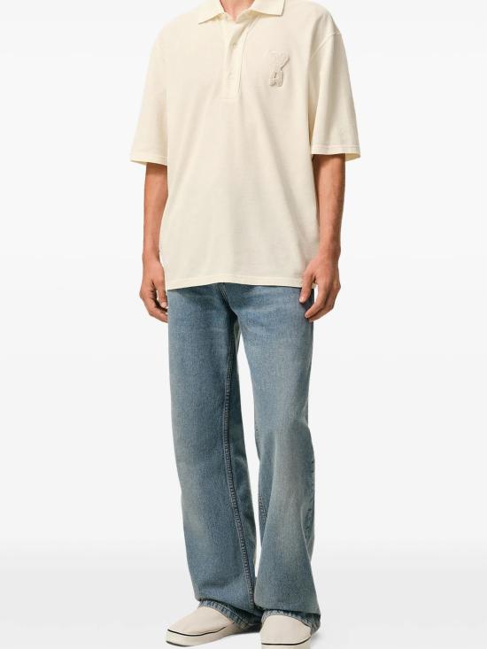 26SS 아미 톤온톤 하트 로고 코튼 패치 폴로 셔츠 UPL428JE0221 136 BLANC CREME