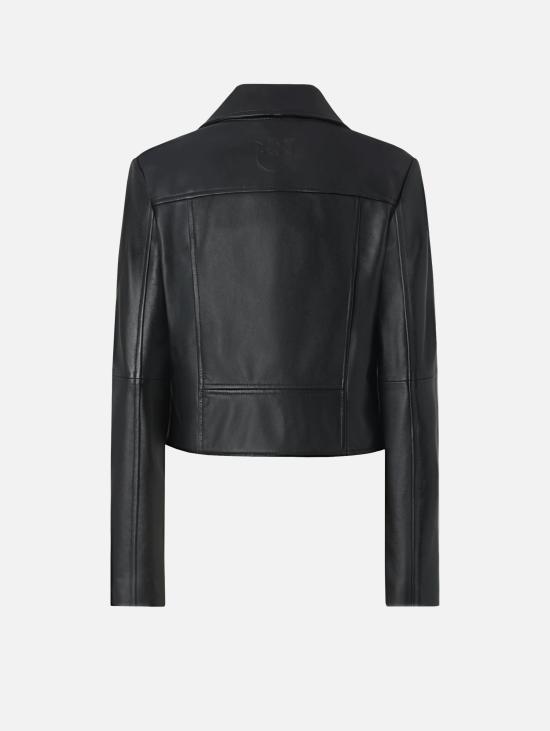 26FW 핑코 바이커 자켓 Pelle Nero를 입은 Chiodo Stile Biker - PINKO