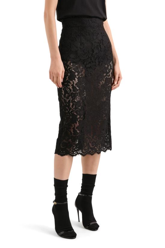26FW 돌체앤가바나 코르도네토 레이스 미디 스커트 F4B7ITHLMTB N0000 - DOLCE & GABBANA