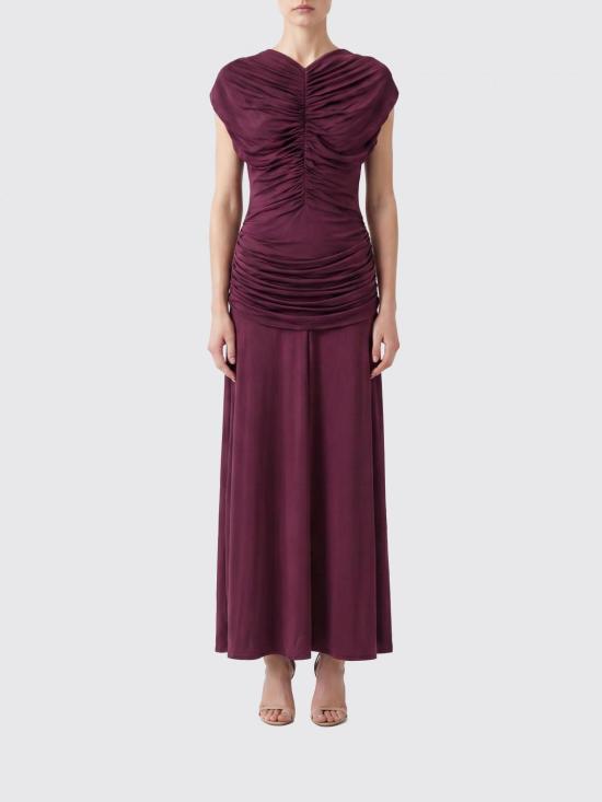 26FW 셀프 포트레이트 롱 원피스 PF26098MBU Burgundy