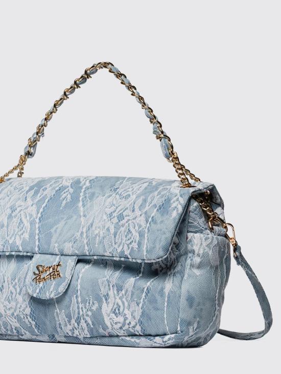 26SS 시크릿 폰 폰 숄더백 CHARLOTTE L LACE Denim Gnawed Blue - SECRET PON PON