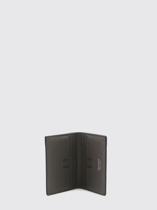 26FW 톰포드 그레인 레더 로고 폴디드 카드 홀더 Y0279LCL158S TBG Smoke Grey - TOMFORD