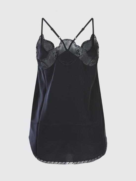26FW 자딕앤볼테르 CHRISTY 크리스티 레이스 트리밍 실크 캐미솔 WWCR01313 011 Black - ZADIG & VOLTAIRE