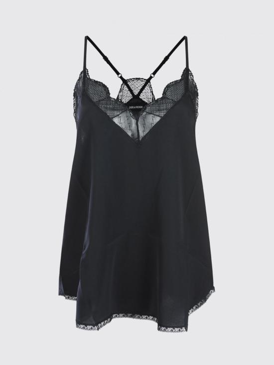 26FW 자딕앤볼테르 CHRISTY 크리스티 레이스 트리밍 실크 캐미솔 WWCR01313 011 Black - ZADIG & VOLTAIRE