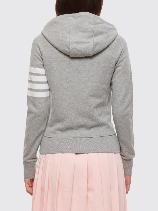 26FW 톰브라운 4바 루프백 저지 니트 엔지니어드 집업 후드 FJT001A00535 055 Grey - THOM BROWNE
