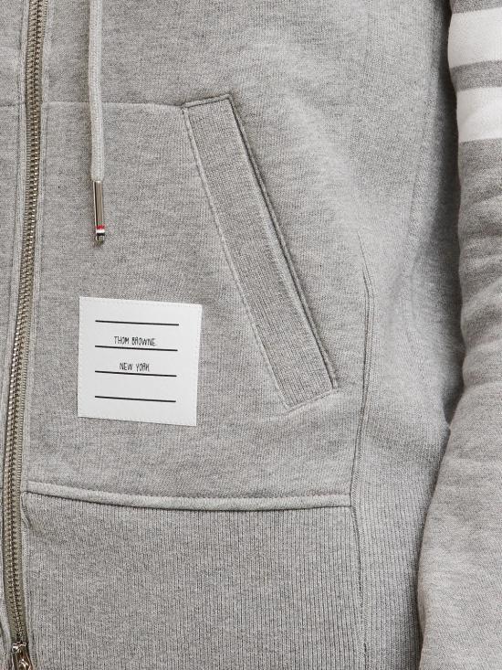 26FW 톰브라운 4바 루프백 저지 니트 엔지니어드 집업 후드 FJT001A00535 055 Grey - THOM BROWNE