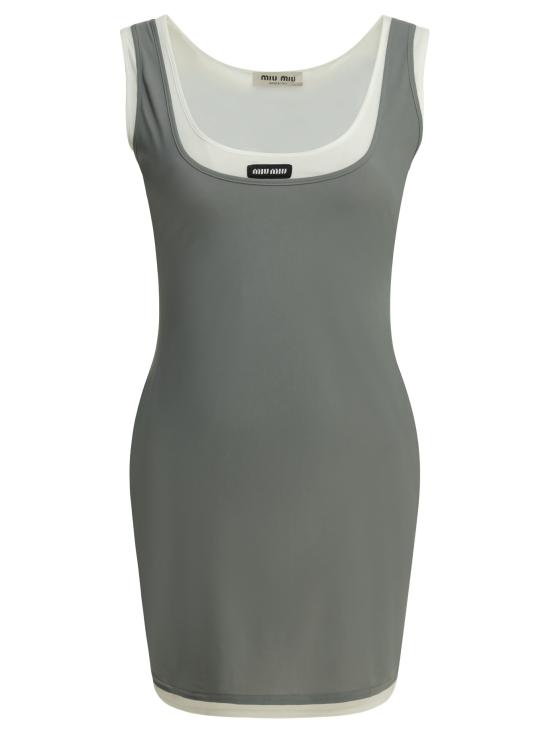 26FW 미우미우 스트레치 저지 미니 드레스 MF6438122RF0276 S OOO Grey