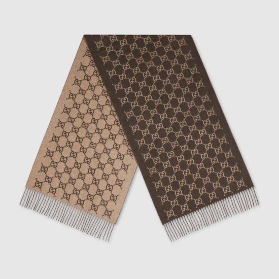 26FW 구찌 GG 캐시미어 스카프 8123174GABX2579 Brown - GUCCI