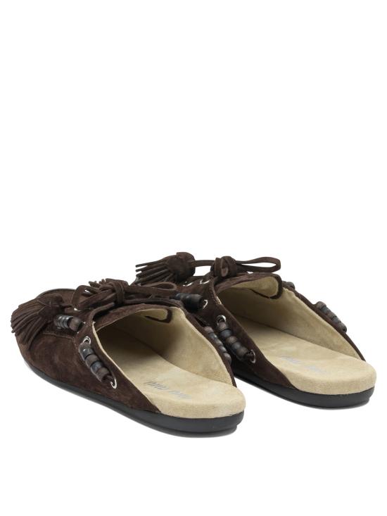 26FW 미우미우 스웨이드 덱 뮬 5R517E054F0003 F 005 Brown - MIU MIU