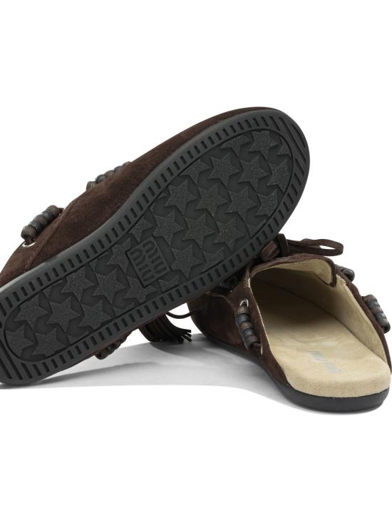 26FW 미우미우 스웨이드 덱 뮬 5R517E054F0003 F 005 Brown - MIU MIU