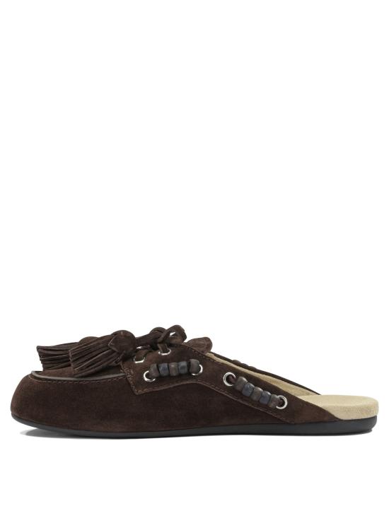 26FW 미우미우 스웨이드 덱 뮬 5R517E054F0003 F 005 Brown - MIU MIU