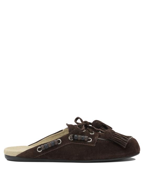 26FW 미우미우 스웨이드 덱 뮬 5R517E054F0003 F 005 Brown