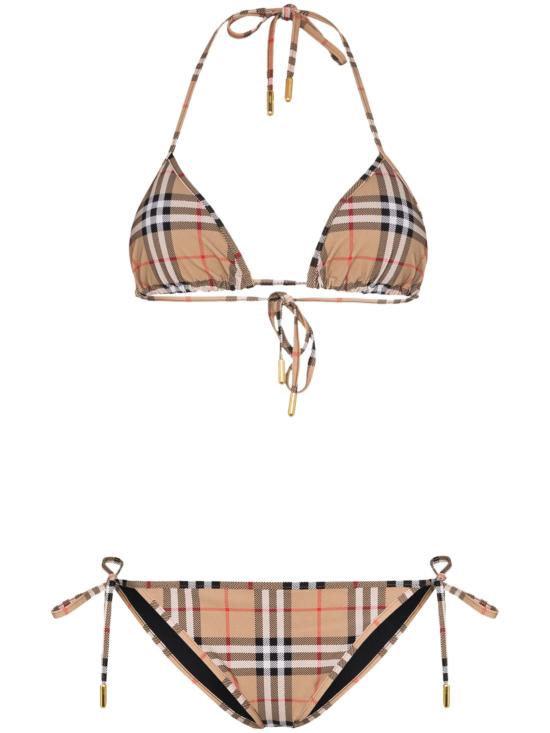 26FW 버버리 빈티지 체크 스트레치 나일론 트라이앵클 비키니 8009008 A5145 Beige