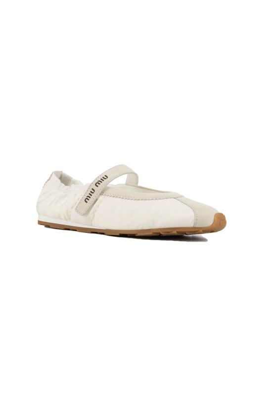 26FW 미우미우 플랫 슈즈 5F370EFD005D7C F0009 Bianco - MIU MIU