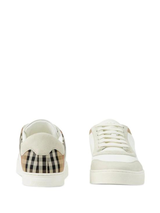 26FW 버버리 레더 스웨이드 체크 스니커즈 8069089 A9022 Bianco - BURBERRY