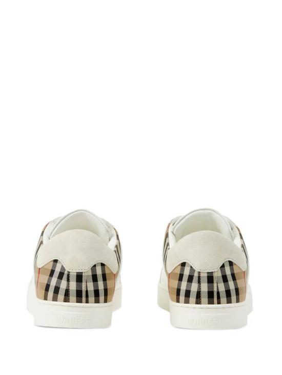 26FW 버버리 레더 스웨이드 체크 스니커즈 8069089 A9022 Bianco - BURBERRY