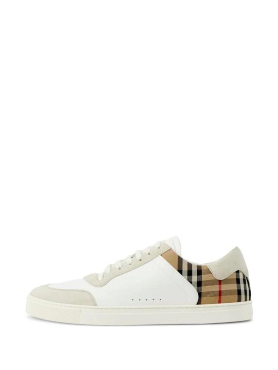 26FW 버버리 레더 스웨이드 체크 스니커즈 8069089 A9022 Bianco - BURBERRY