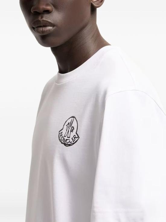 26FW 몽클레어 로고 프린트 티셔츠 8C00025 89AUG00A Bianco - MONCLER