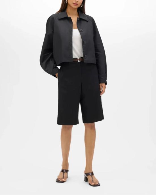  어나더 투모로우 자켓 Another Tomorrow Short Balmacaan Jacket Black - ANOTHER TOMORROW