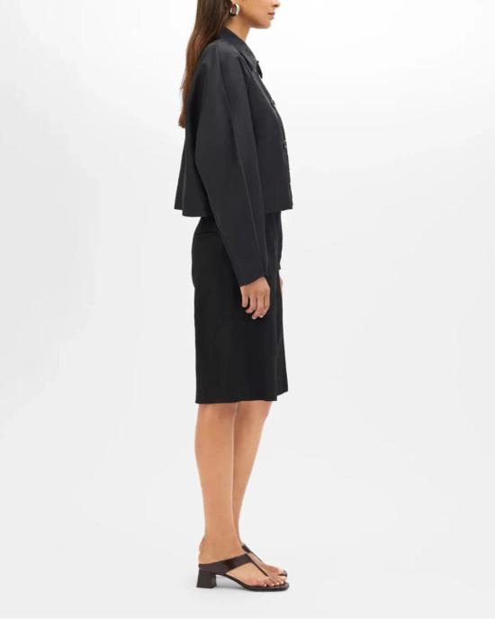  어나더 투모로우 자켓 Another Tomorrow Short Balmacaan Jacket Black - ANOTHER TOMORROW