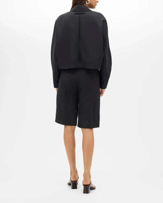  어나더 투모로우 자켓 Another Tomorrow Short Balmacaan Jacket Black - ANOTHER TOMORROW