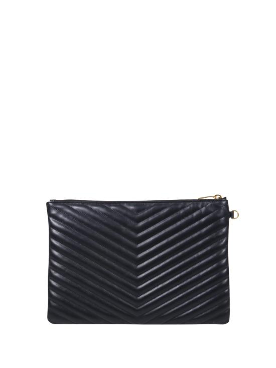 26FW 생로랑 퀼티드 레더 골드 모노그램 카산드라 마틀라세 태블릿 파우치 559193 CWU01 1000 NERO - SAINT LAURENT