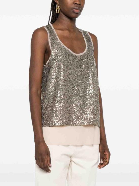 26SS 핑코 민소매 티셔츠 107743A3ODBOLLICINEH55 Gold - PINKO