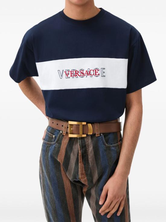 26FW 베르사체 반팔 티셔츠 1025944 1A183911UI20 Navy - VERSACE