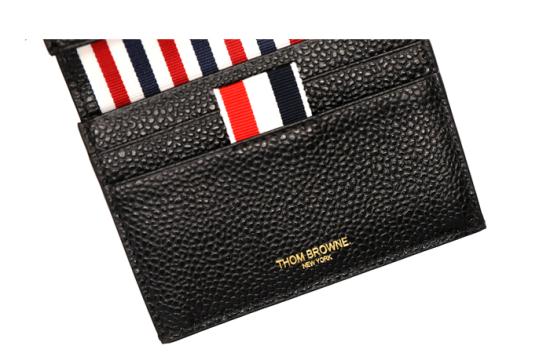  톰브라운 페블 그레인 더블 카드 홀더 MAW021L 00198001 Black - THOM BROWNE