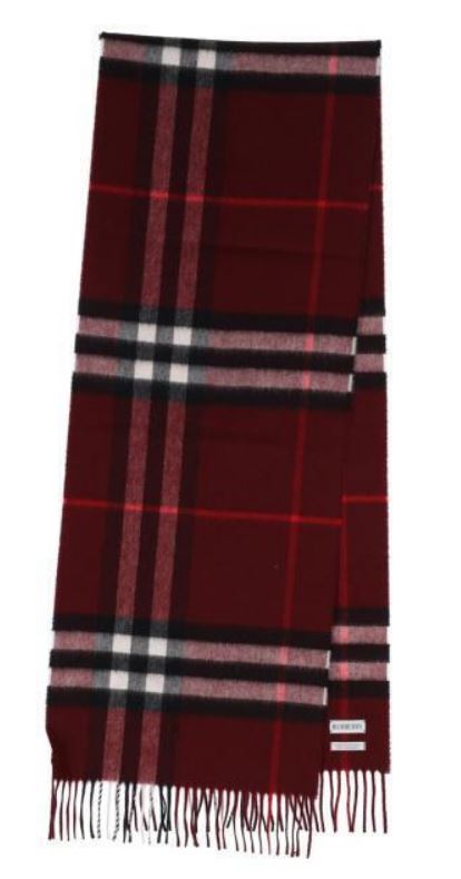  버버리 체크 캐시미어 스카프 8112639 A1308 OXBLOOD RED