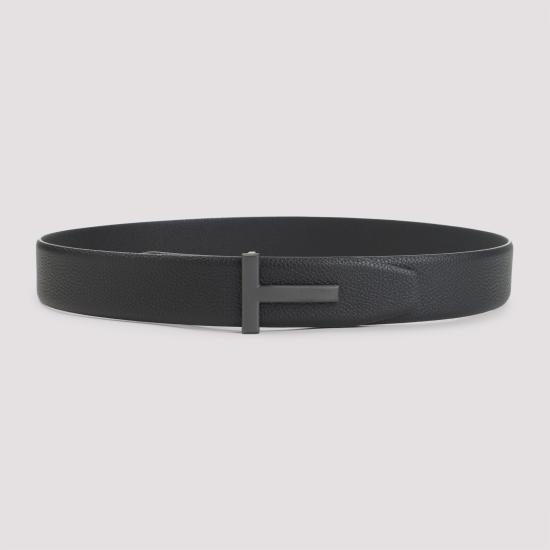 26FW 톰포드 그레인 레더 T 아이콘 벨트 TB178 LCL236LNAA BLACK - TOMFORD