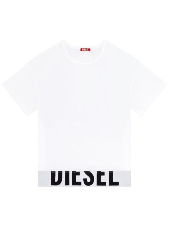 26FW 디젤 유프티 스포츠 로고 밴드 크롭 티셔츠 A145930HMAU 100 WHITE