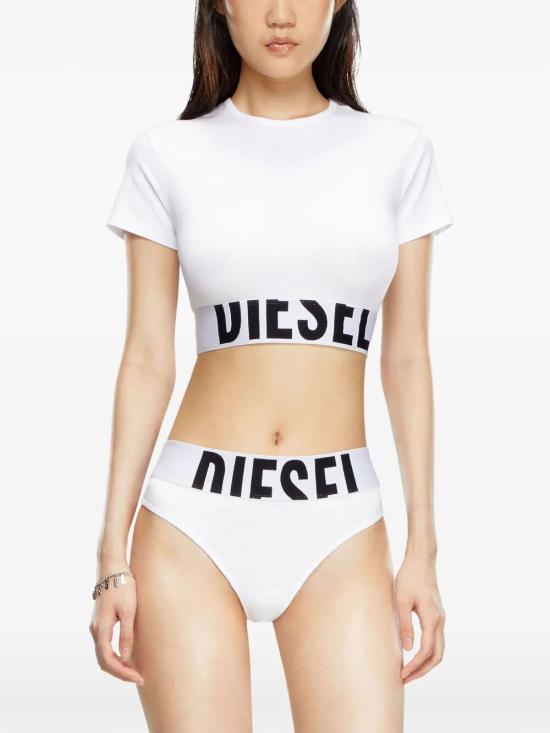 26FW 디젤 유프티 스포츠 로고 밴드 크롭 티셔츠 A145930HMAU 100 WHITE - DIESEL
