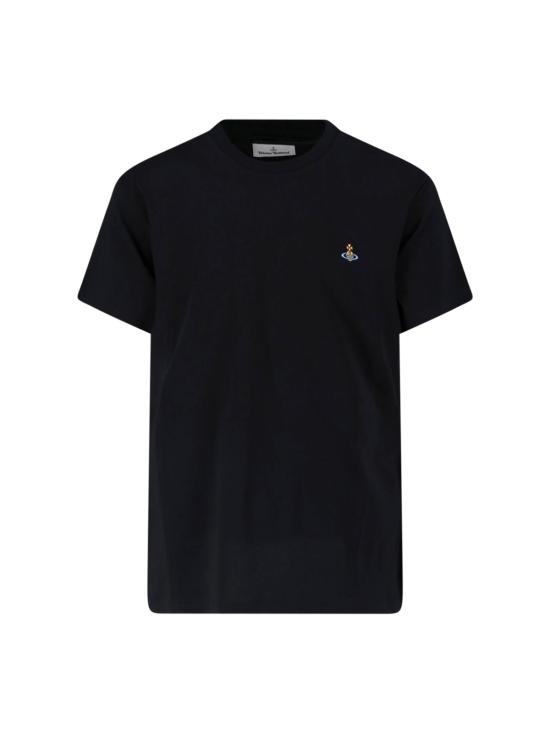 26FW 비비안웨스트우드 가먼트 다이드 로고 저지 반팔 티셔츠 3G010013 J00BL N401 Black