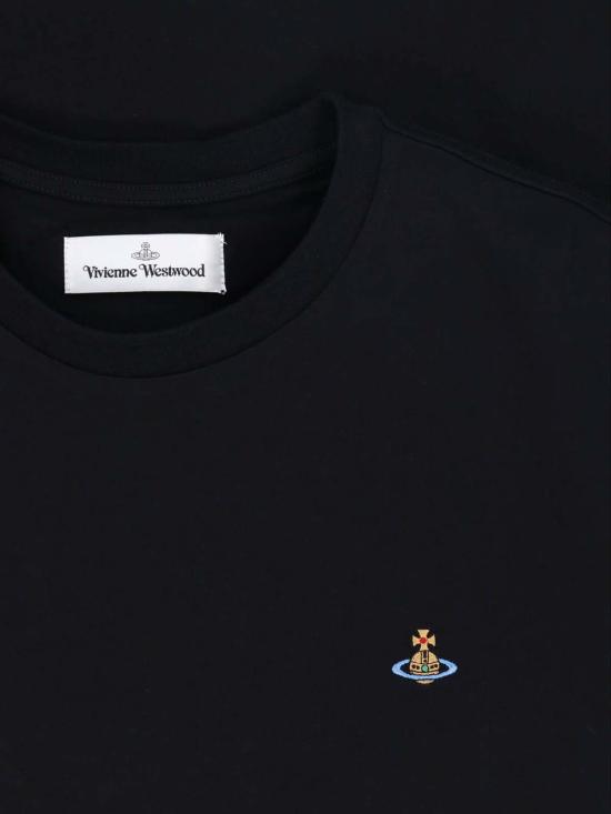 26FW 비비안웨스트우드 가먼트 다이드 로고 저지 반팔 티셔츠 3G010013 J00BL N401 Black - VIVIENNE WESTWOOD