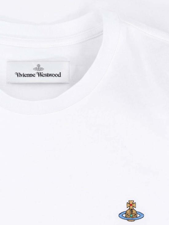 26FW 비비안웨스트우드 가먼트 다이드 로고 저지 반팔 티셔츠 3G010013 J00BL A401 White - VIVIENNE WESTWOOD