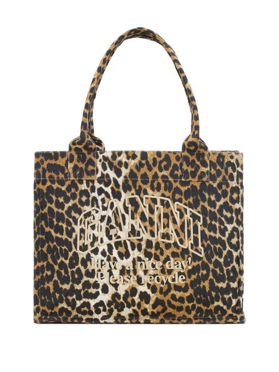 26FW 가니 라지 캔버스 토트백 A7179 943 LEOPARD PRINT - GANNI