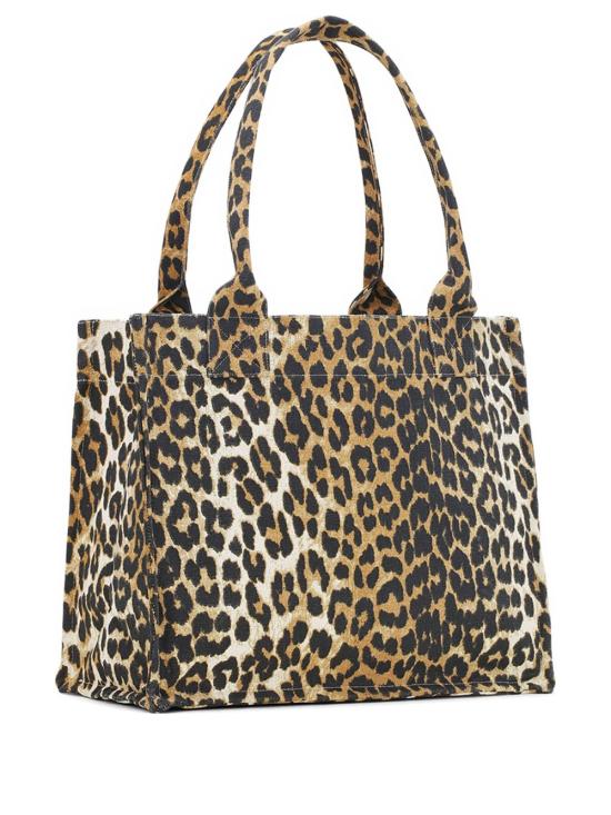 26FW 가니 라지 캔버스 토트백 A7179 943 LEOPARD PRINT