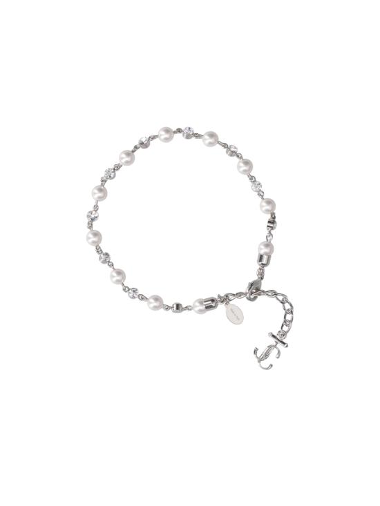 26FW 지미추 팔찌 PEARL CRYSTAL ANKLET XYY SILVER WHITE CRYSTAL Silver