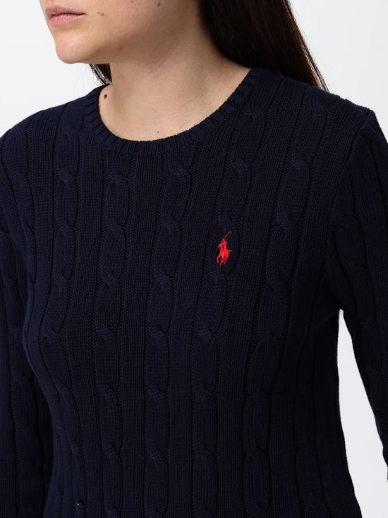 26FW 폴로 랄프로렌 포니 로고 피마코튼 케이블 니트 스웨터 211971869 008 Navy - POLO RALPH LAUREN