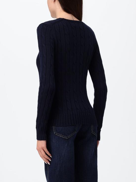 26FW 폴로 랄프로렌 포니 로고 피마코튼 케이블 니트 스웨터 211971869 008 Navy - POLO RALPH LAUREN