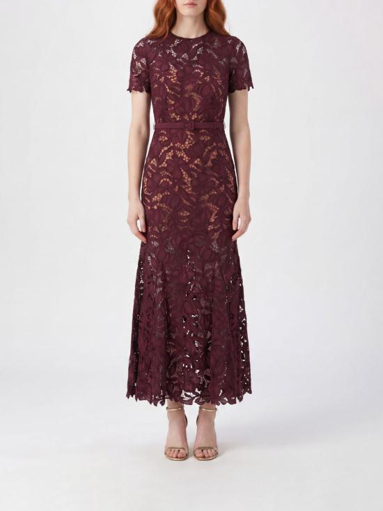 26FW 셀프 포트레이트 롱 원피스 PF26107MBU BURGUNDY Red