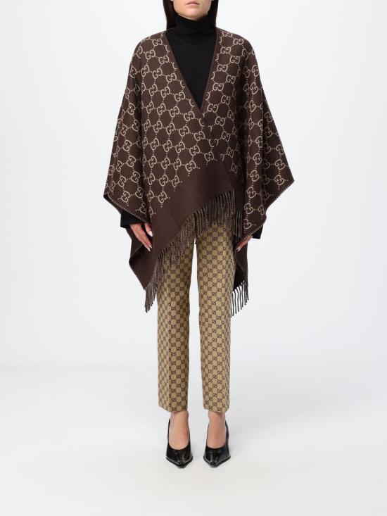 26FW 구찌 GG 울 자카드 케이프 8178313G200 2579 Brown
