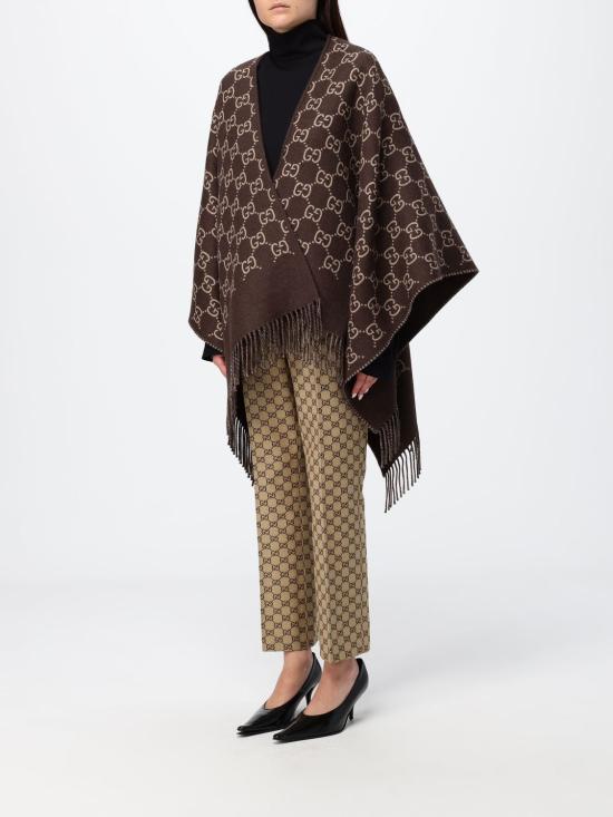 26FW 구찌 GG 울 자카드 케이프 8178313G200 2579 Brown - GUCCI