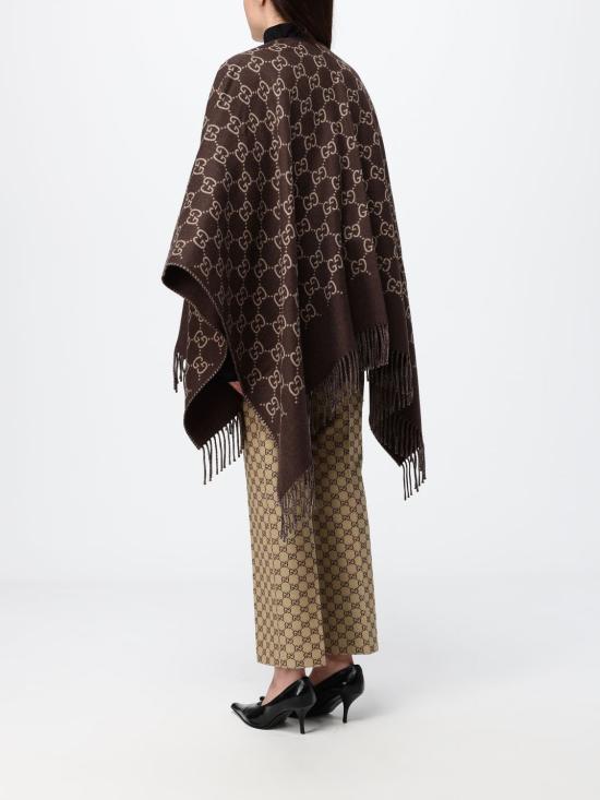 26FW 구찌 GG 울 자카드 케이프 8178313G200 2579 Brown - GUCCI