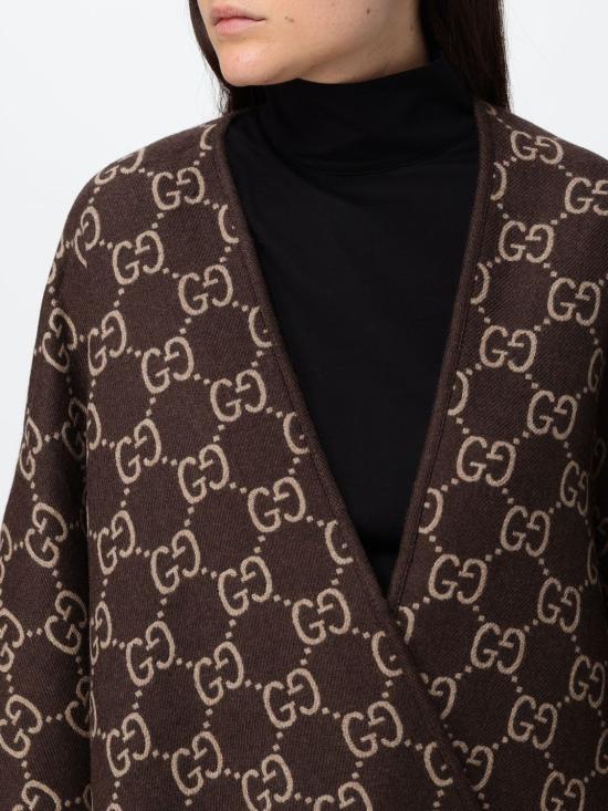 26FW 구찌 GG 울 자카드 케이프 8178313G200 2579 Brown - GUCCI