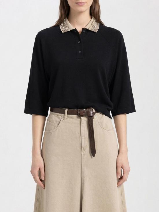 26SS 브루넬로 쿠치넬리 폴로 티셔츠 M0T63EJ115 C101 Black