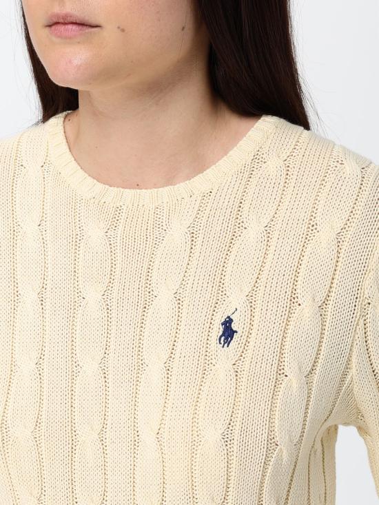 26FW 폴로 랄프로렌 포니 로고 피마코튼 케이블 니트 스웨터 211971869 015 Yellow Cream - POLO RALPH LAUREN