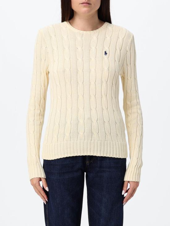 26FW 폴로 랄프로렌 포니 로고 피마코튼 케이블 니트 스웨터 211971869 015 Yellow Cream